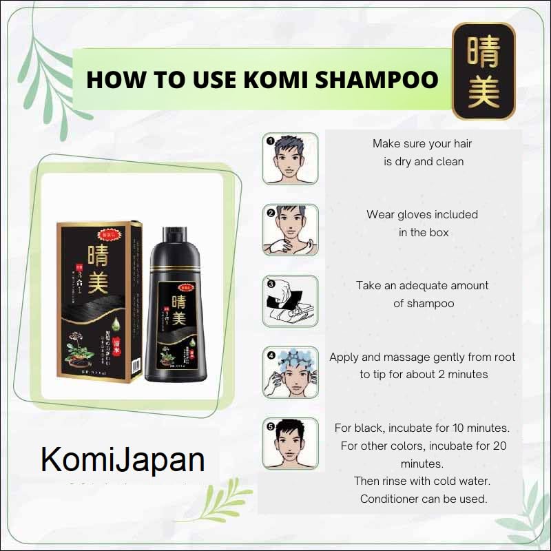 KomiJapan Hair Dye Shampoo (Natural Black)