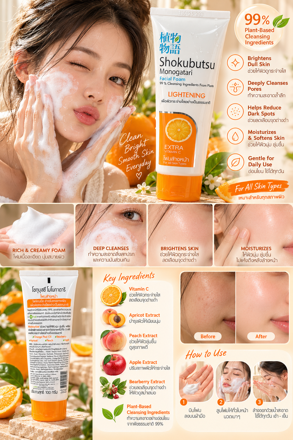 Shokubutsu Vitamin C Facial Foam