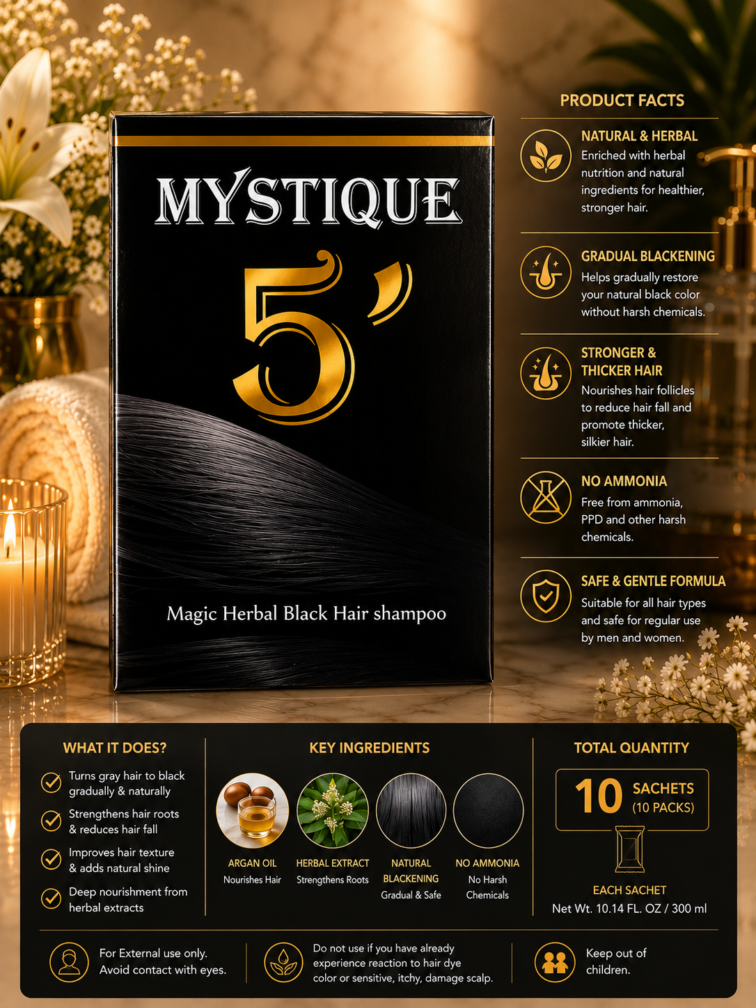 Mystique 5’ Magic Herbal Black Hair Shampoo