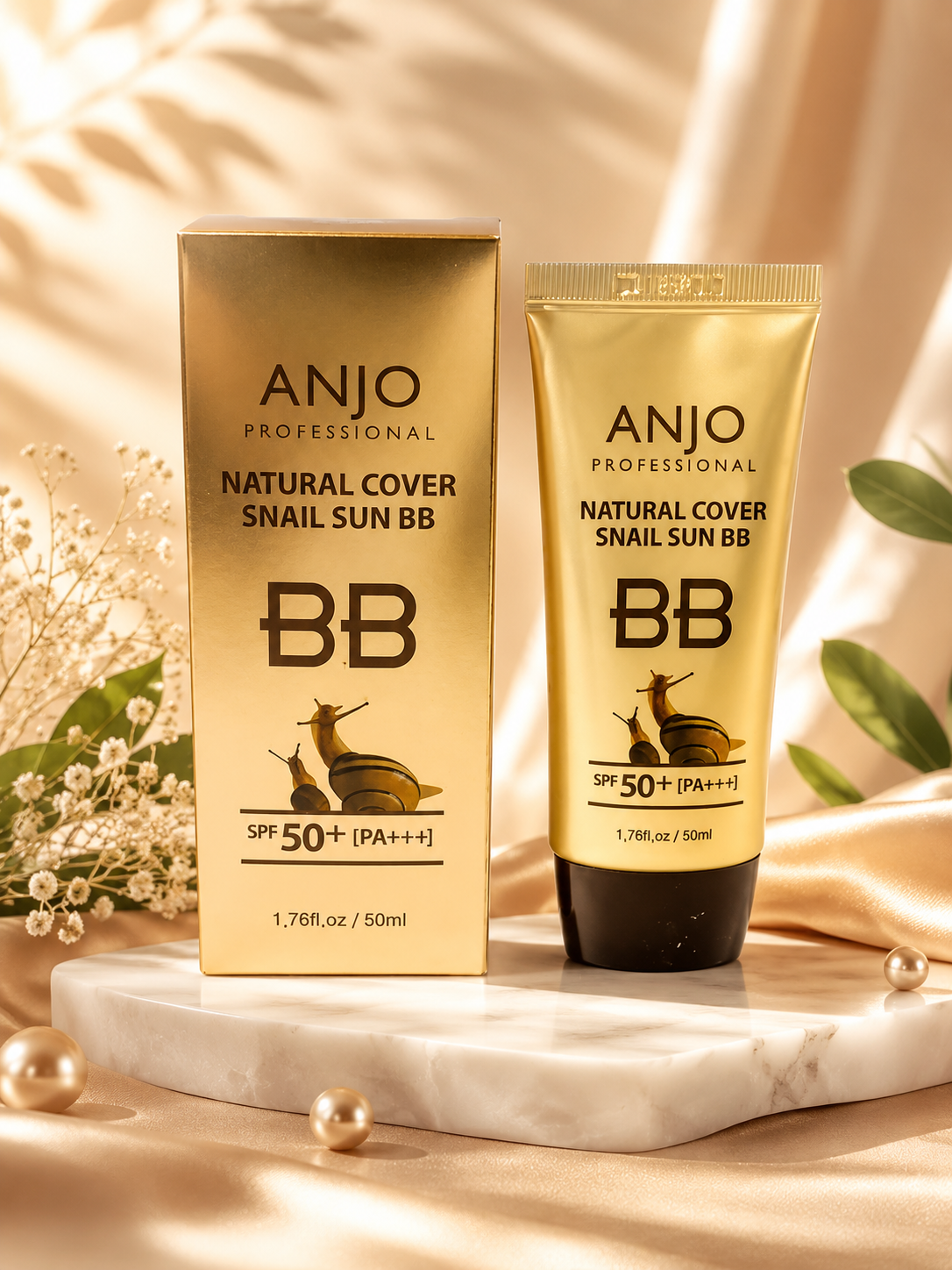 Wholesale: ANJO Natural Cover Snail Sun BB Cream (10 pcs)