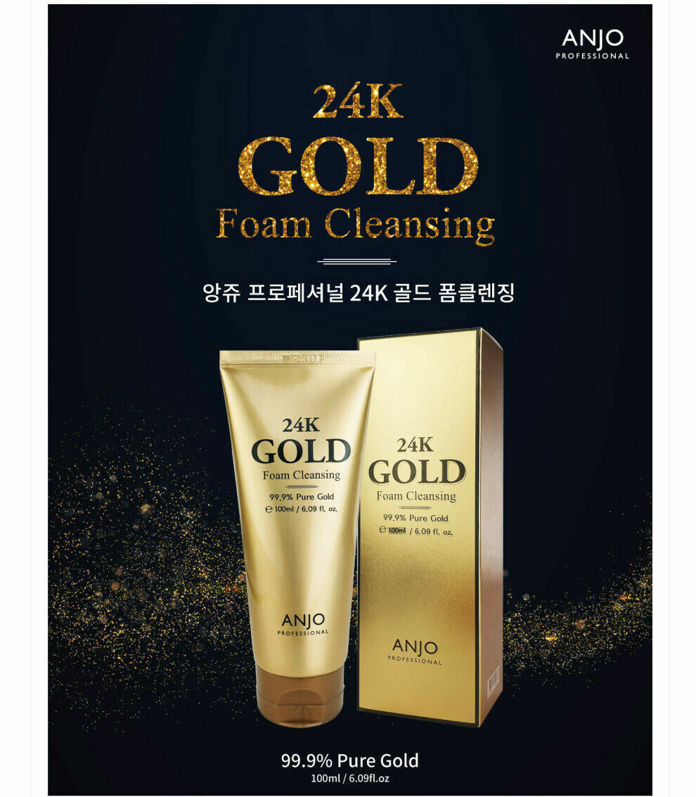 ANJO 24K Gold Foam Cleansing 100ml, 99.9% Pure Gold