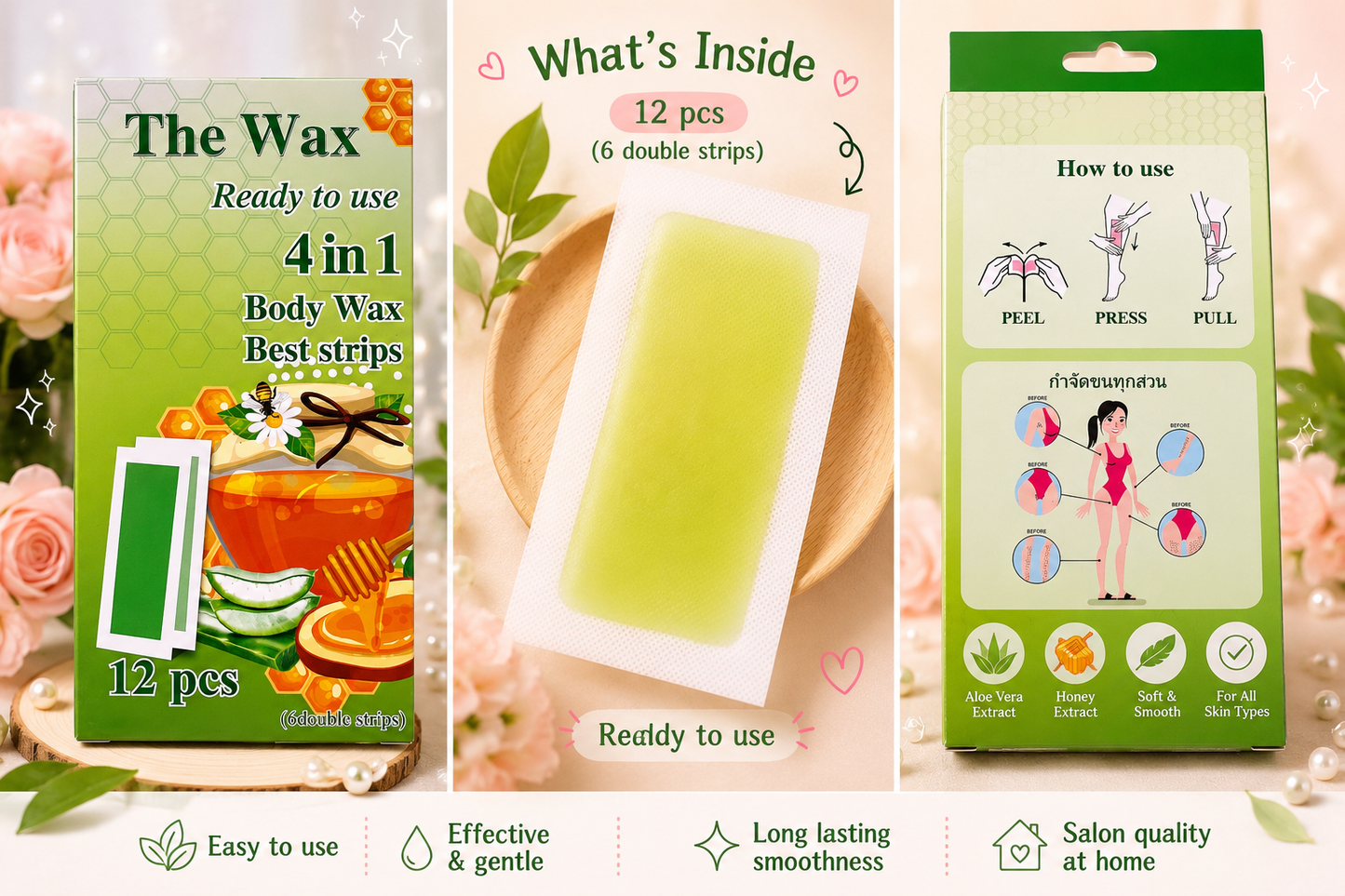 Wax Strips: Ready to Use Body Wax Strips (12pcs)