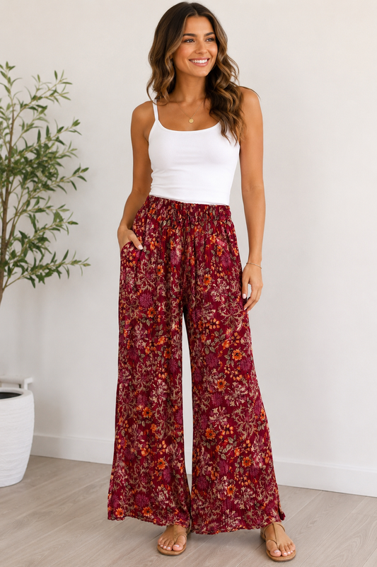 Floral Summer Pant (Free Size) Wearable (100lbs-160lbs)