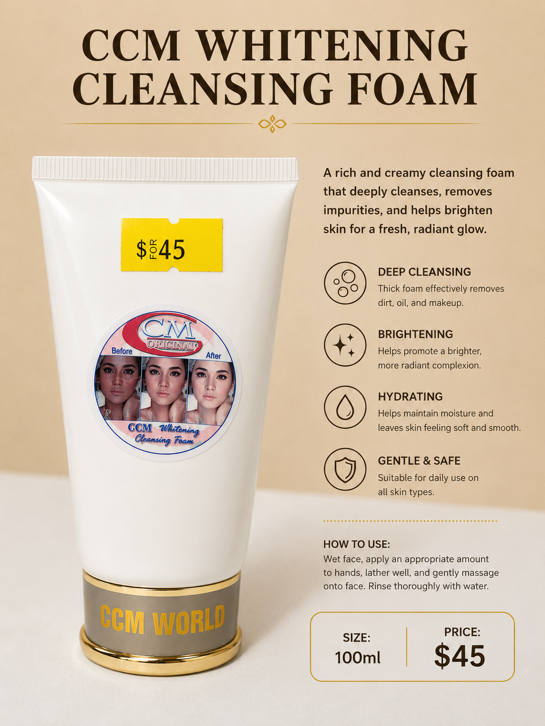 CCM Whitening Cleansing Foam